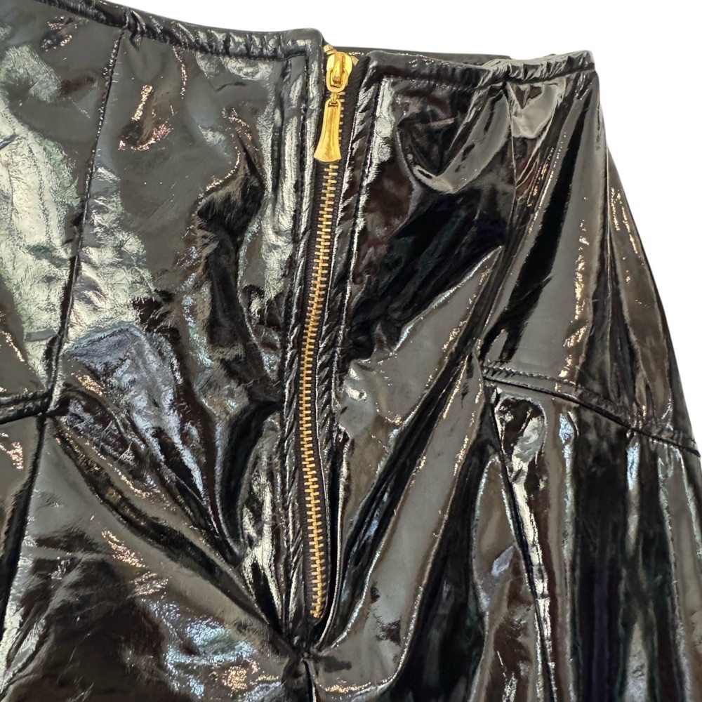 RV LEOA Wet Look Faux Leather High-Waist Woman’s M Black Skinny Pants - Picture 4 of 12